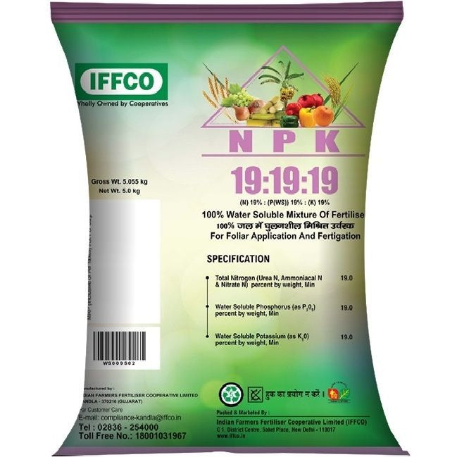 IFFCO NPK 19:19:19 100% Water Soluble Fertilizer Mixture 100%