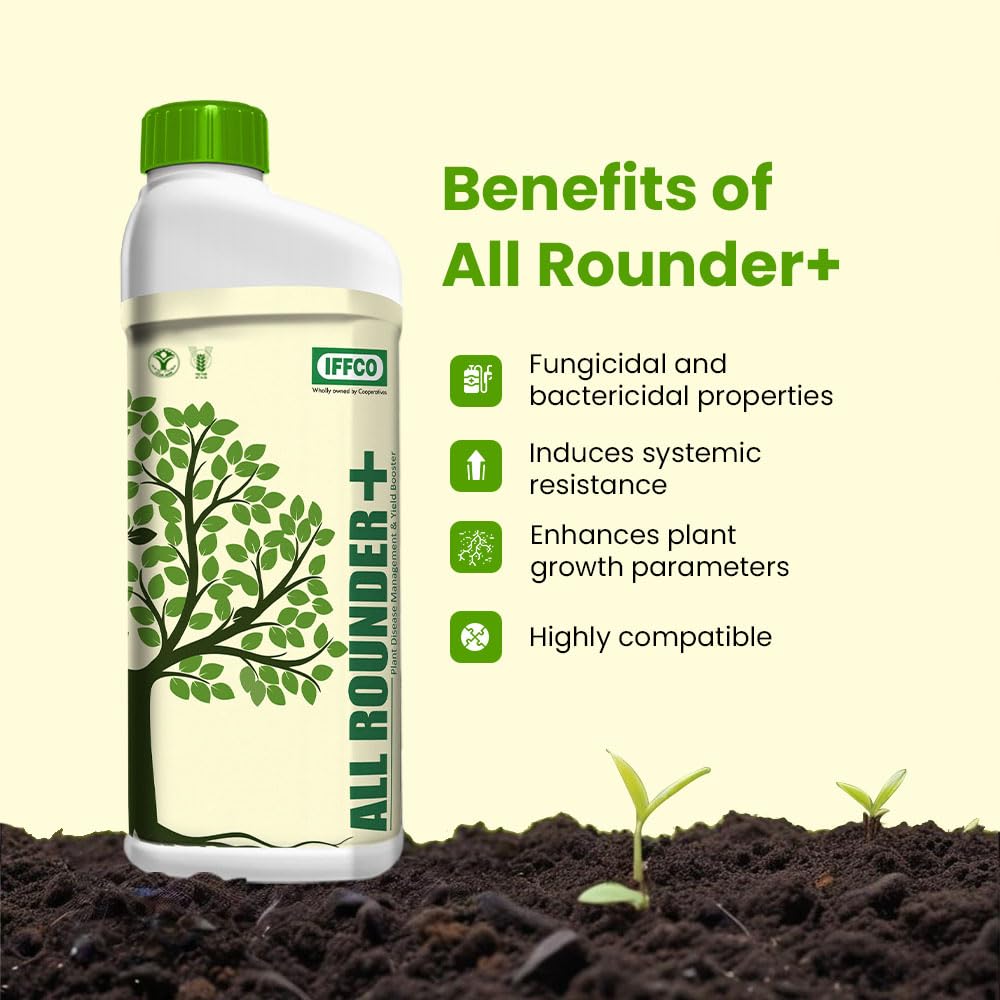 IFFCO - ALL ROUNDER+ 500ml - Plant & Crop Disease Management & Yield Booster - Organic and Safe for Crops - Liquid