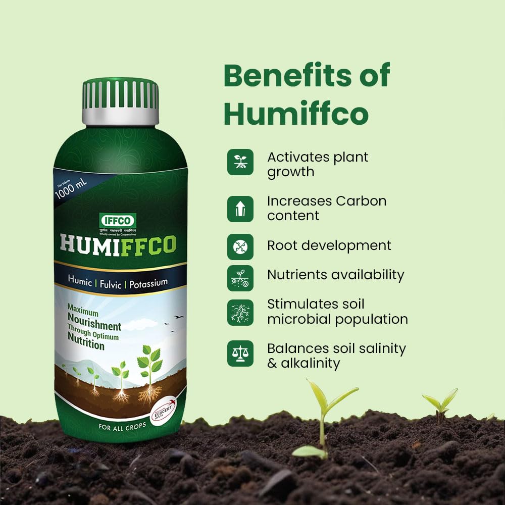 IFFCO - HUMIFFCO 500ml - Liquid Bio-Stimulant for Vegetables, Cereals, Pulses & Fruits - Suitable for Farming