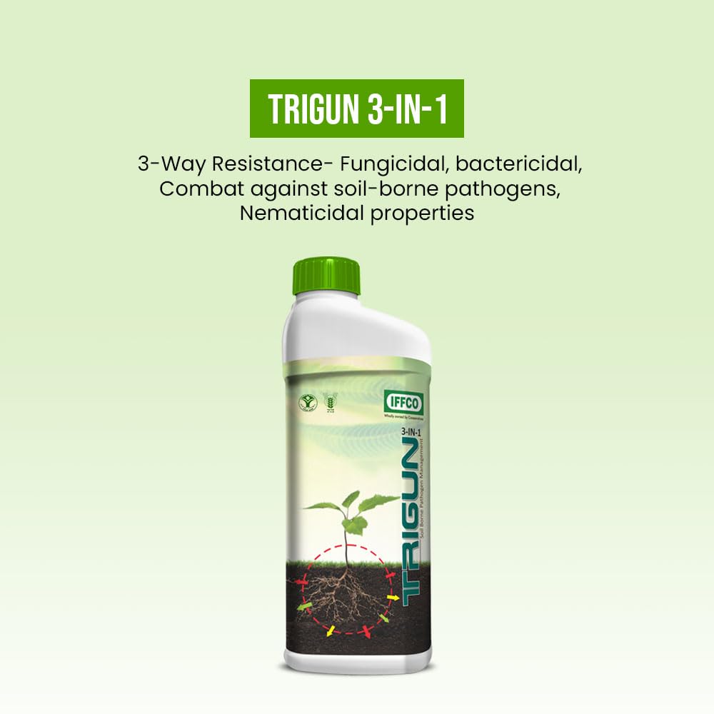 IFFCO - Trigun 3-in-1-1 Litre - Crops Soil Borne Problems Control Agent - Organic and Safe for Crops Liquid