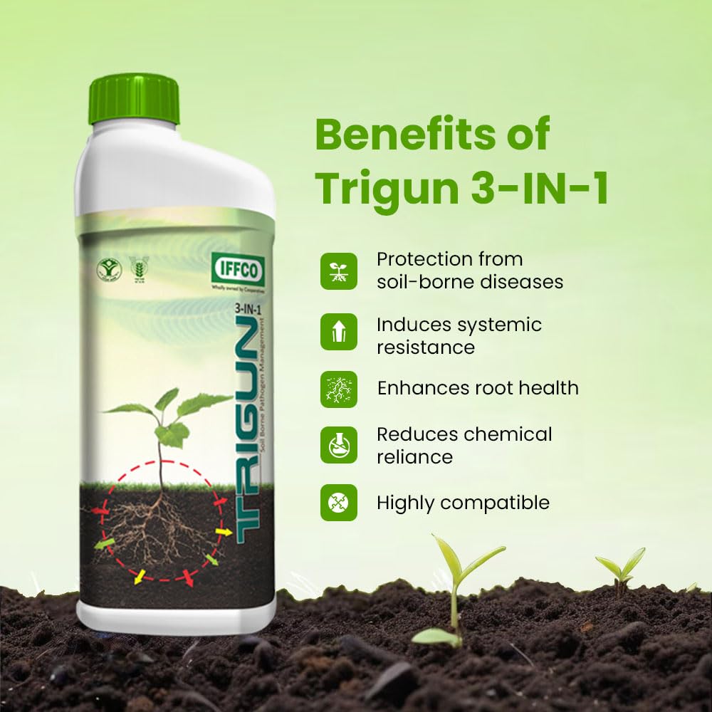IFFCO - Trigun 3-in-1-1 Litre - Crops Soil Borne Problems Control Agent - Organic and Safe for Crops Liquid